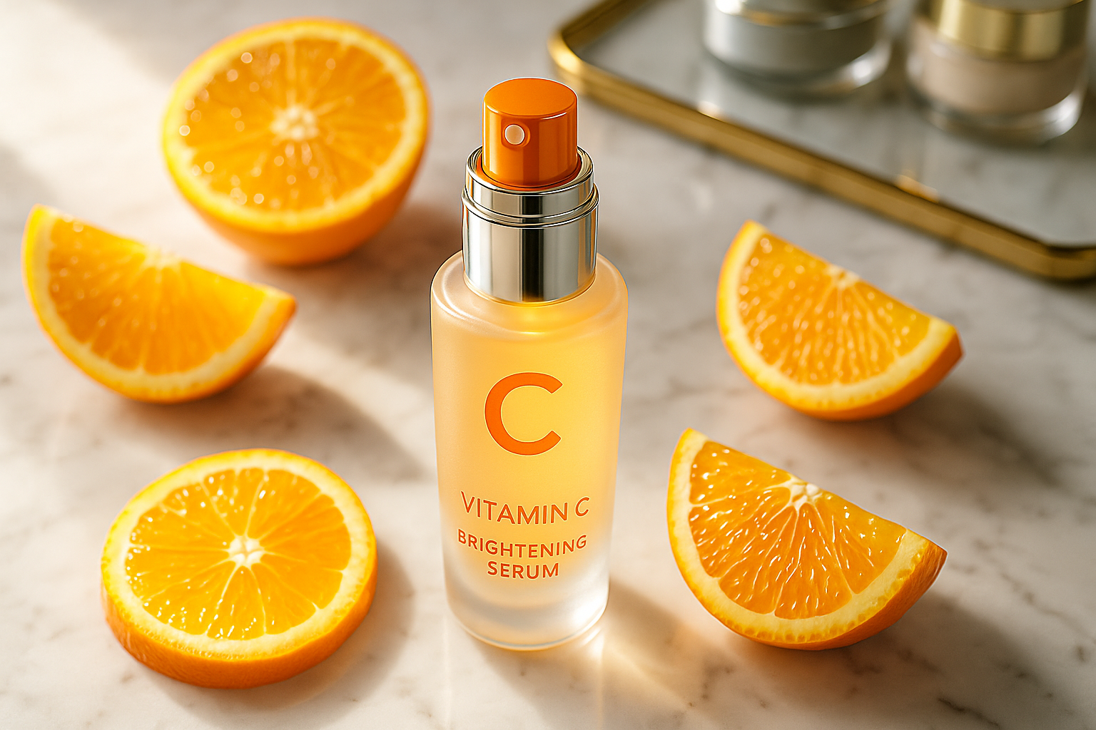 Anew Vitamin C Brightening Serum styled with citrus